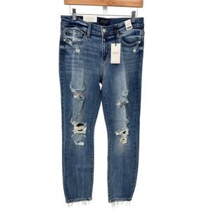 Judy Blue Boyfriend Fit Mid‎ Rise Distressed Ripped Denim Jeans Womens Size 5 27